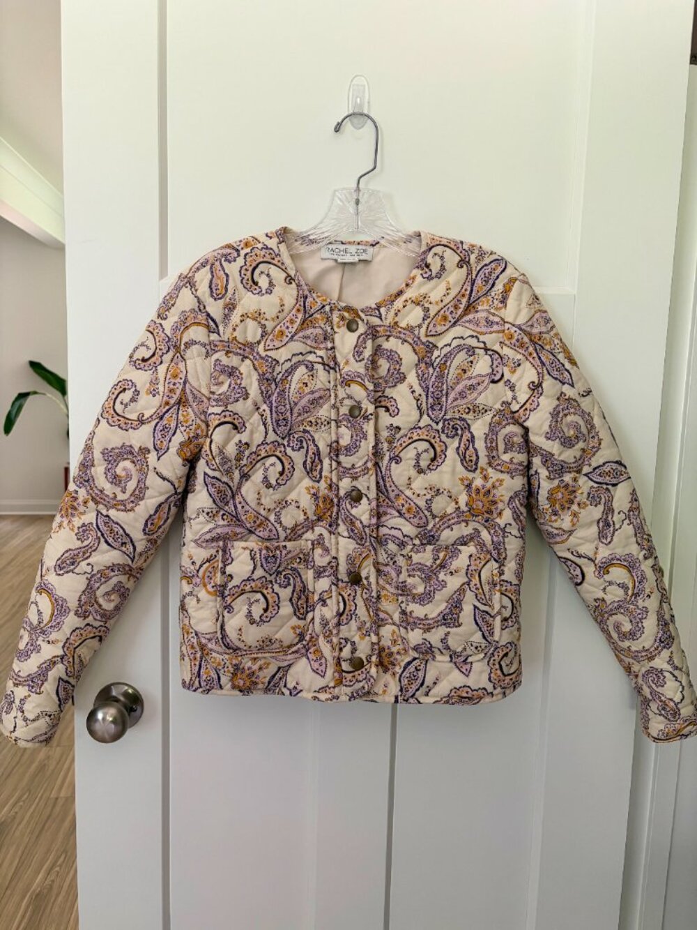 Quilted Jacket Paisley Floral Boho Snap Womens S Front 100% Cotton Cottagecore